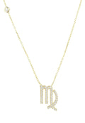 Zodiac Star Sign Pendant Necklace Gold Virgo