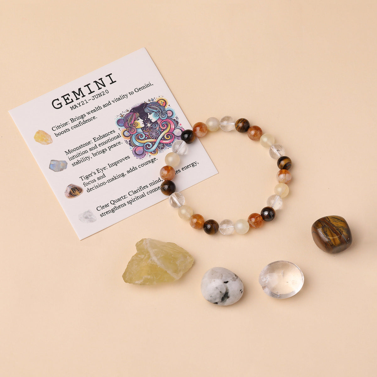 Capricorn Zodiac Crystal Bracelet & Stone Set