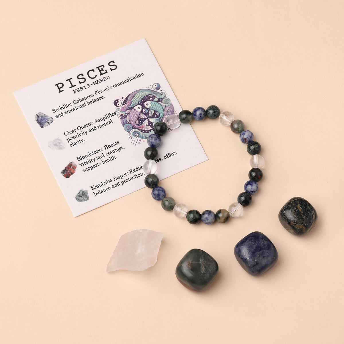 Capricorn Zodiac Crystal Bracelet & Stone Set