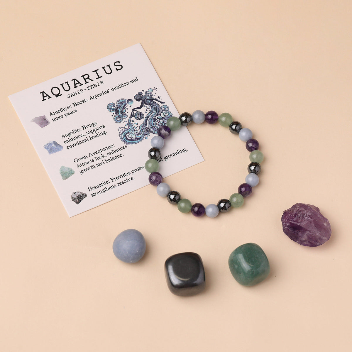 Capricorn Zodiac Crystal Bracelet & Stone Set
