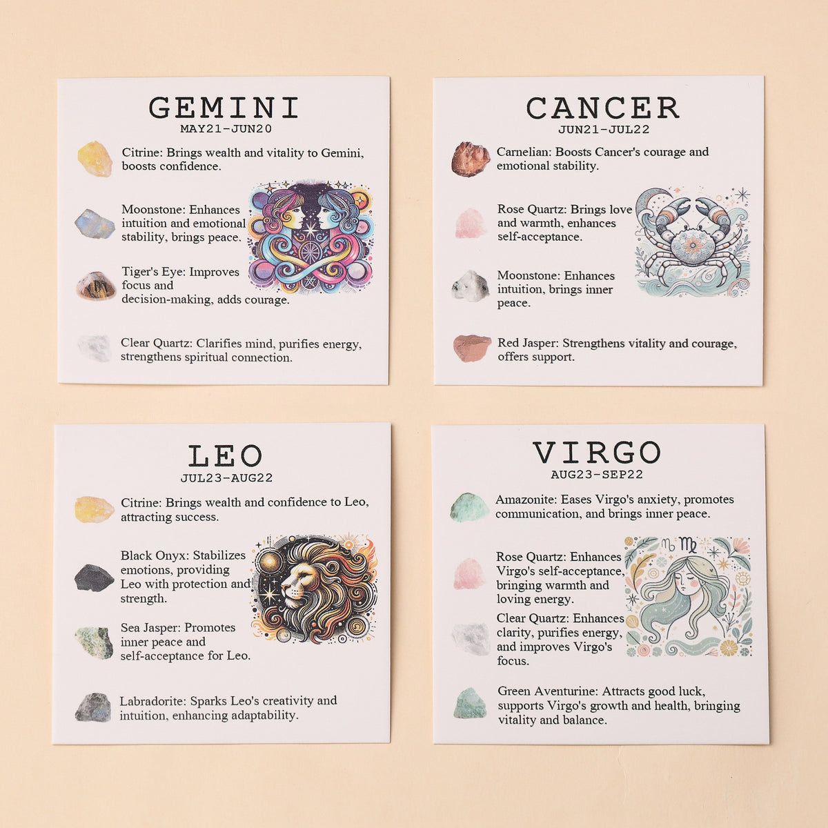 Virgo Zodiac Crystal Bracelet & Stone Set