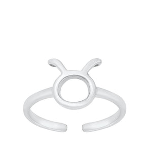 Taurus Sign Zodiac Adjustable Toe & Midi Ring – Sterling Silver